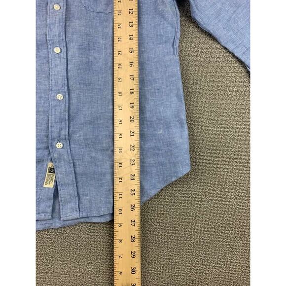 J Crew Baird McNutt Irish Linen Shirt Men S Blue Slim Untucked Button Down Work - Picture 8 of 10